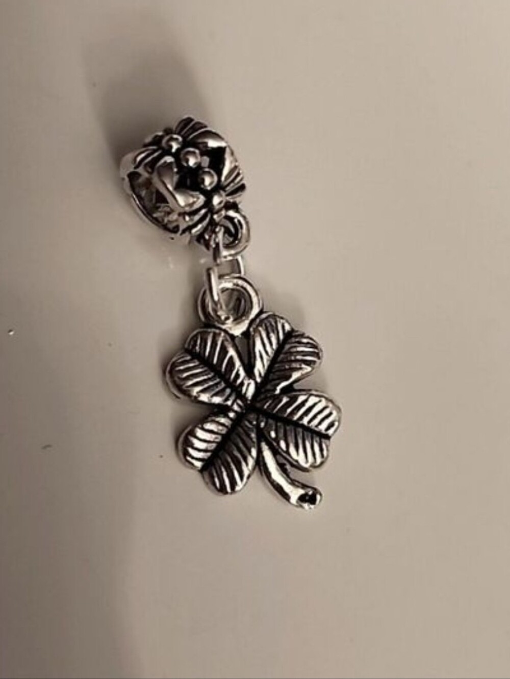FOUR Leaf Clover Charm for European Style Bracelets Tibeten